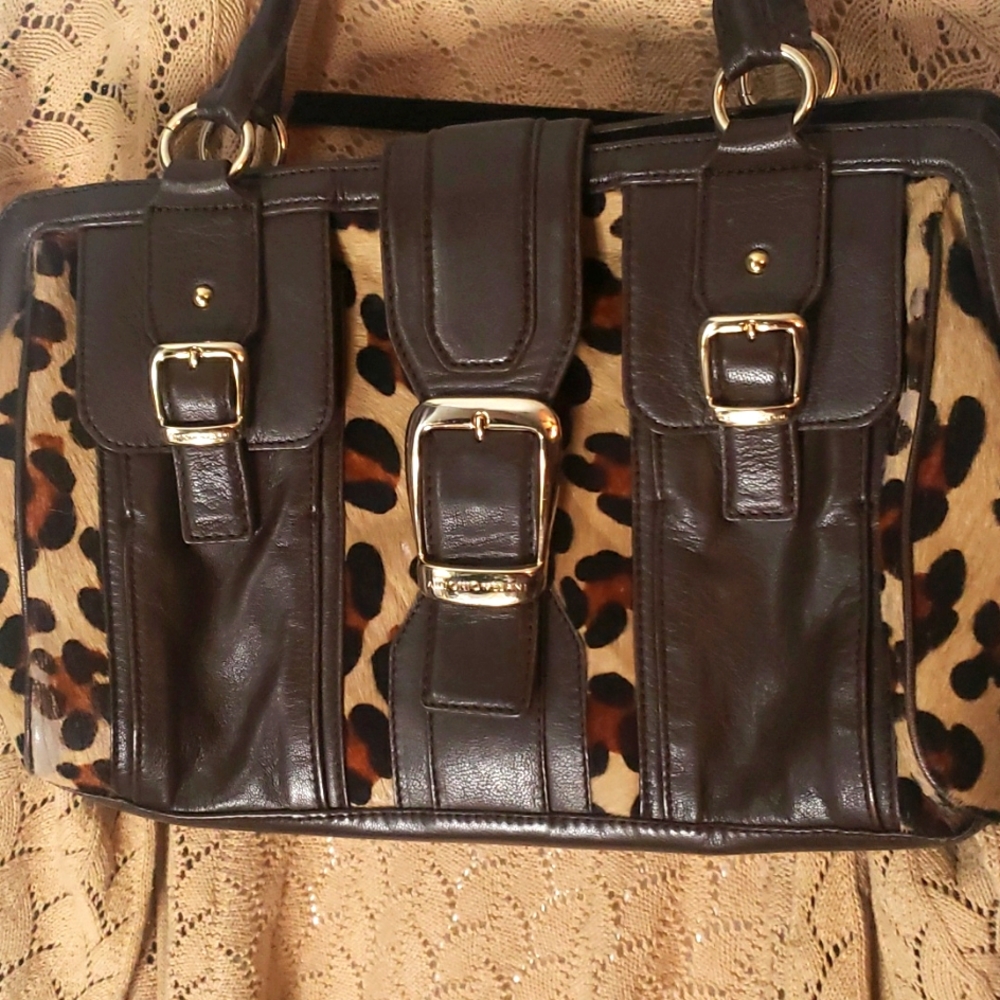 Leapard skin with hair handbag